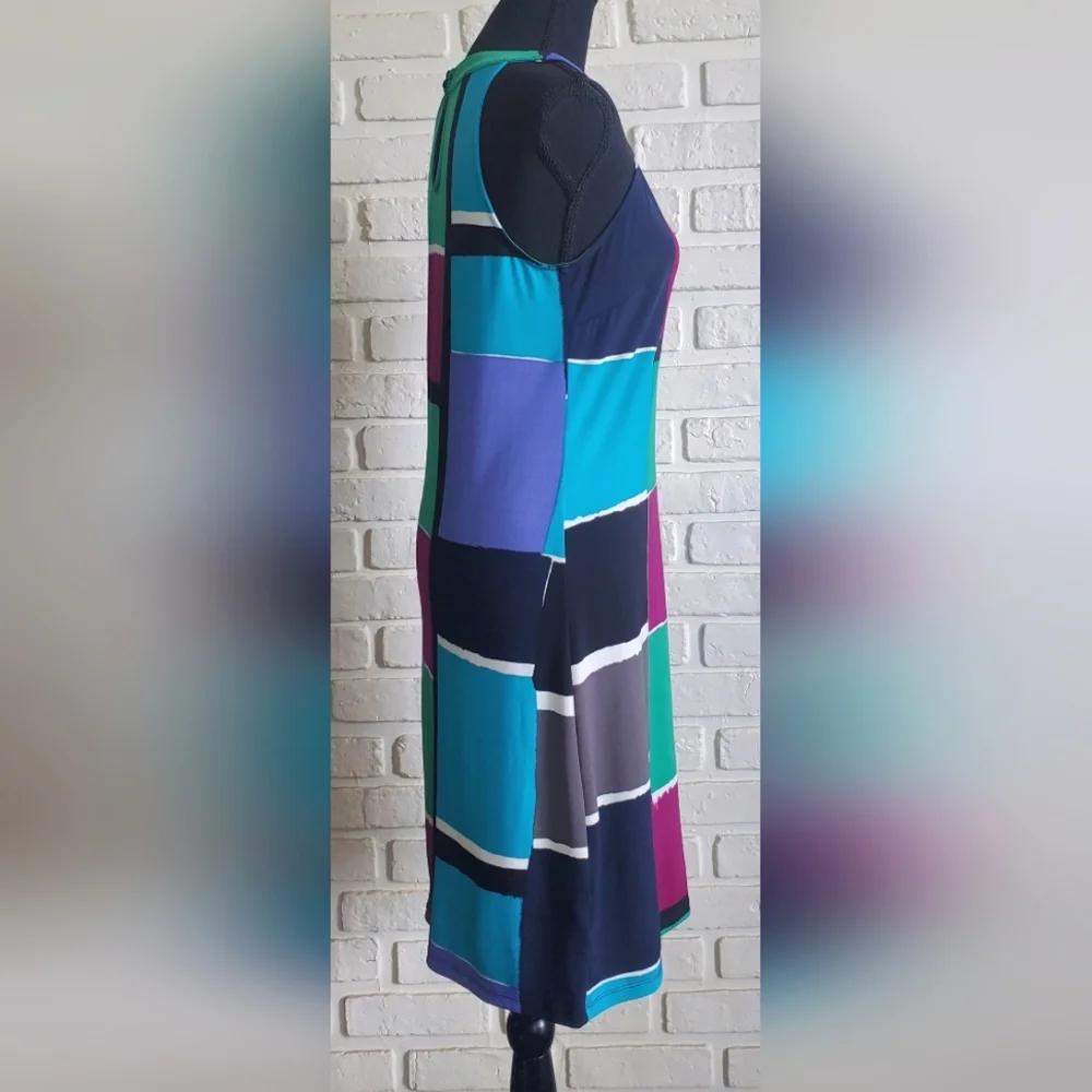 Ann Taylor Loft Dress Mod Colourblock Sleeveless Halter Retro Pop Art Small - Picture 6 of 11